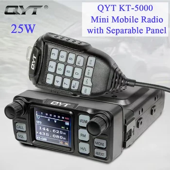 QYT KT - 5000 Araba Radyo Mini Mobil Amatör Walkie Talkie 25W 10KM VHF UHF Çift Bant Ayrılabilir Panel LCD Ekran