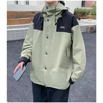 Rüzgarlık Erkek Ceket Bahar Hip Hop Gevşek Yağmurluk Kore Versiyonu Unisex Su Geçirmez Ceket Çift Streetwear Erkekler Spor B0137