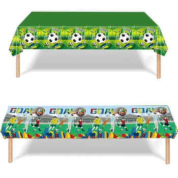 Futbol Tema Parti Tek Kullanımlık Masa Örtüsü Plastik dokunmatik masa Örtüsü Doğum Günü Partisi için Futbol Çocuklar İçin Bebek Duş Dekor