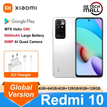 Küresel Sürüm Xiaomi Redmi 10 2022 50MP AI Dört Kamera 90Hz FHD Ekran MediaTek Helio G88 Octa Çekirdek