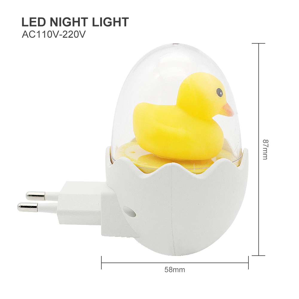 AB Tak 220V LED Gece Lambası Uzaktan Kumanda Kısılabilir İle Sevimli Sarı Ördek Ev yatak odası lambası Çocuklar için Hediye