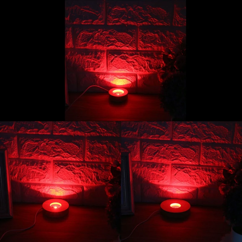 Yuvarlak teşhir tabanı LED taban vazo ışık uzaktan kumanda ile 12 renk RGB ayarlanabilir ışık reçine ekran ahşap ışıklı taban standı