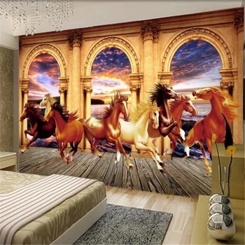 wellyu Özelleştirilmiş büyük duvar resimleri moda ev geliştirme at triumph yaratıcı Avrupa 3D stereo manzara TV arka plan duvar