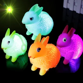 1 ADET LED parlayan top çocuk aydınlık oyuncak komik ışık yanıp sönen tavşan kabarık topu çocuklar atlama topları Anti stres oyuncaklar oyunu hediye