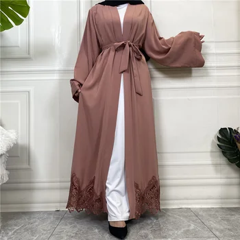 Açık Abaya Nakış Aplikler İslam Giyim Kadın Ramazan Bayram Başörtüsü Elbise Dubai Türk Kıyafetler Mütevazı Parti Kaftan Suudi