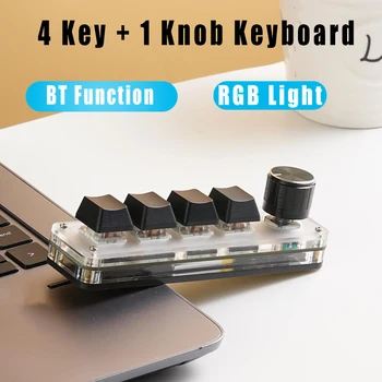 Bluetooth Mekanik Klavyeler Mini 4 tuşlu 1 düğmeli Özel Çalışırken Değiştirilebilir Kopyala ve Yapıştır Oyun Makro Tuş Takımı Programlama kablosuz klavye