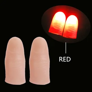 1 Pair yaratıcı sihirli yapımcıları kırmızı ışık Up başparmak ipuçları ile LED kırmızı sihirli başparmak ucu ışık Illusion yumuşak standart boyutu 2 Pcs sahne