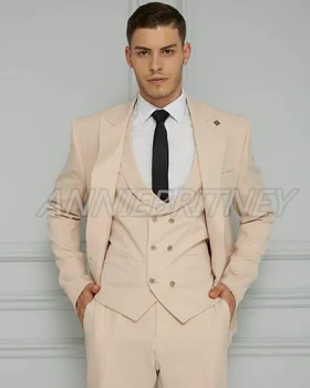 Kişiye özel Takım Elbise Moda Düğün Takım Elbise Erkekler İçin Haki Slim Fit 2 Parça Custom Made Resmi En İyi Erkek Parti Smokin Seti