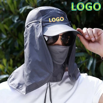 Yeni Baskı Logosu Hızlı Kuru beyzbol şapkası Açık Unisex Uv Koruma Yüz Boyun Kapak Yürüyüş Şapka Ayrılabilir Güneş Koruyucu Balıkçılık Şapka