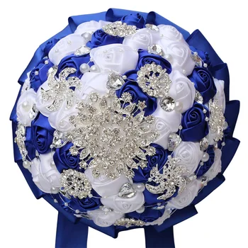Moda Kraliyet Mavi Beyaz düğün buketi Dekorasyon Taklidi Gelin ve Nedime Tutan Çiçekler Evlilik Parti Buketi