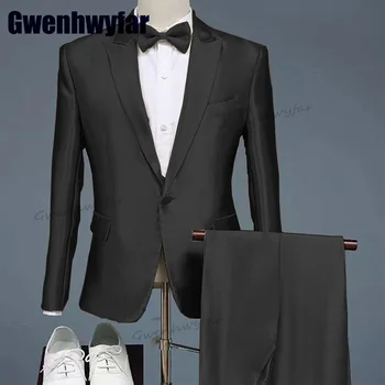 Gwenhwyfar 2023 Yeni Varış Sabah Takım Elbise Düğün Takımları Erkekler için 2 Adet Yüksek Kaliteli Erkek Takım Elbise Özel Yapılmış Konfor Beyaz Blazer Setleri