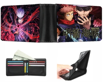 Anime Jujutsu Kaisen Logo Butik küçük cüzdan Yeni Kartları Çanta Erkek Kız Çift Kat Cüzdan