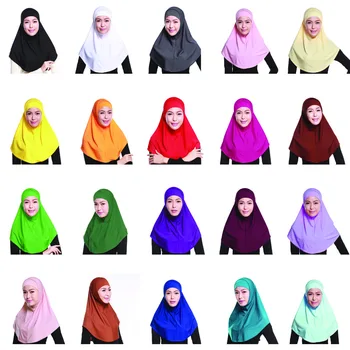 Kadın Müslüman Polyester 20 Renk 2 Adet Başörtüsü Takım Arabistan İslam Şal Eşarp Tam Kapak İç Düz Renk Şal Başörtüsü
