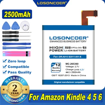 100 % Orijinal LOSONCOER 2500mAh MC-265360 Pil Amazon Kindle 4 İçin 5 Kindle 6 515-1058-01 D01100 S2011-001-S DR-A015 Pil