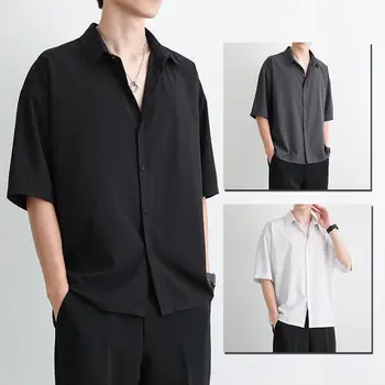 2023 Yeni Bahar Yaz Casual Gömlek Erkekler İçin Kısa Kollu Gevşek İş Gömlek Japon Kore Casual Erkek Elbise Gömlek