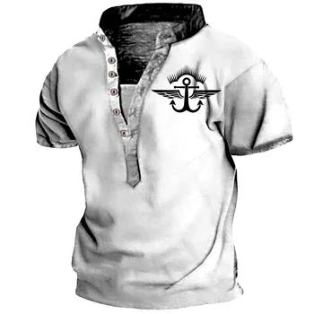 2023 Yaz erkek tişört deniz küçük logo altı düğme Henry gömlek moda rahat kısa kollu polo gömlekler