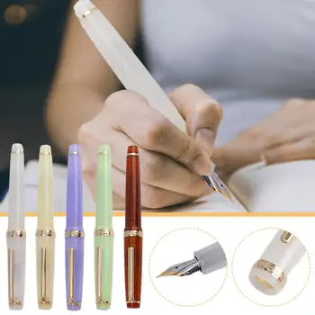 Lüks Jinhao 82 dolma kalem Şeffaflık Akrilik Kalem Spin Altın EF F Uç İş Ofis Okul Malzemeleri Yazma Mürekkep Kalem