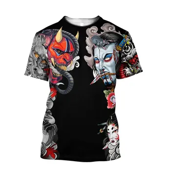 Moda Serin Samuray Maskesi grafik t shirt Yaz Yeni 3D Baskılı Erkek T-Shirt Kişilik Rahat Yuvarlak Boyun streetwear Tees En