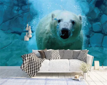 Özel duvar kağıdı 3d üç boyutlu kutup ayısı derin deniz dalış yaratıcı üç boyutlu yatak odası kanepe arka plan duvar resmi