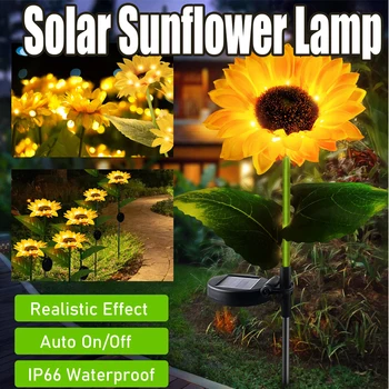 1/2/3/6 Adet güneş ayçiçeği ışık dışında IP66 su geçirmez bahçe lambası LED dekoratif lamba çim / yol / Yard / tatil / hediye