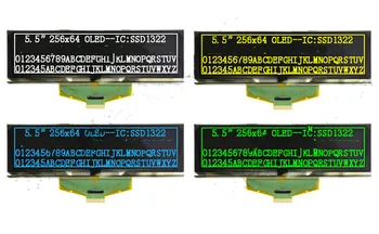 IPS 5.5 inç 30PIN SPI Yeşil / Sarı / Mavi OLED Ekran SSD1322 Sürücü IC 8Bit Paralel Arabirim 256 * 64