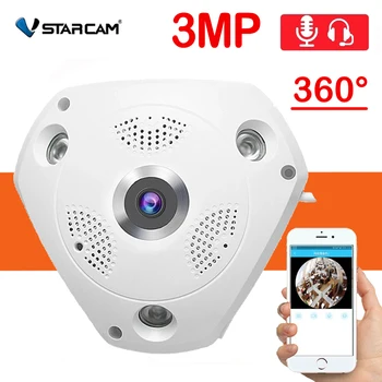 Vstarcam C61S Wifi IP Panoramik Kamera 3MP 360 Derece Kamera IP Balıkgözü 1536 P 3D Video IP kamera Kablosuz Video Gözetim Kamera