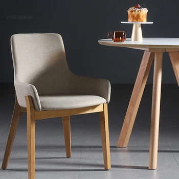 İskandinav yemek sandalyesi mutfak mobilyası katı ahşap Yumuşak Paket Koltuk Müzakere Sandalye Modern Minimalist Rahat kahve sandalyesi