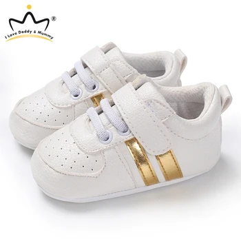 2020 Yeni Kış Sonbahar Bebek bebek ayakkabısı Sneakers Yumuşak PU Deri Çizgili Bebek Ayakkabıları kaymaz Tabanlı Erkek Kız rahat ayakkabılar