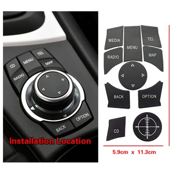 BMW 1 Serisi için E81 E82 E88 2011 2012 2013 Araba Multimedya Medya CD Radyo Menü Tel Harita Anahtarı Düğmesi tamir kiti Sticker Çıkartması