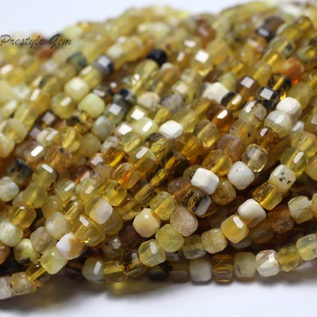 Meihan Toptan Doğal 4mm Sarı Opal Faceted Küp dağınık boncuklar takı yapımı için DIY hediye