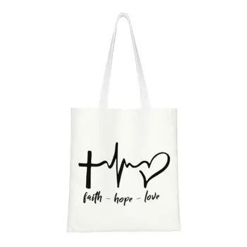 İnanç Umut Aşk Bakkaliye Alışveriş Çantaları Tuval Shopper kol çantası Çanta İsa İncil Hıristiyan Mesih Beliver Çanta