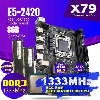 Atermiter X79 1356 Anakart Seti Xeon LGA 1356 E5 2420 C2 Cpu 2 adet x 4GB = 8GB 1333MHz DDR3 ECC REG ram bellek PC3 10600R