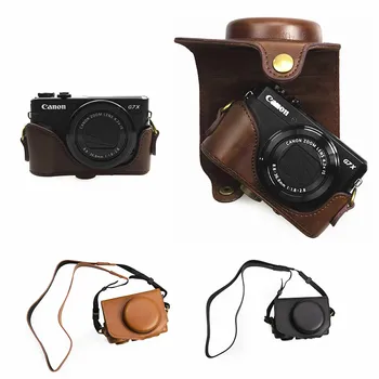 Retro PU Deri kamera çantası sert çanta kapak Canon Powershot G7 X G7X Mark II III ( G7XII G7XIII ) mark2 mark3 G7X2 G7X3