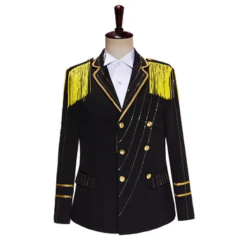 HOO 2023 erkek Püskül Ordu Elbise Sahne Performansı Şarkıcı Moda Performans Stüdyosu blazer