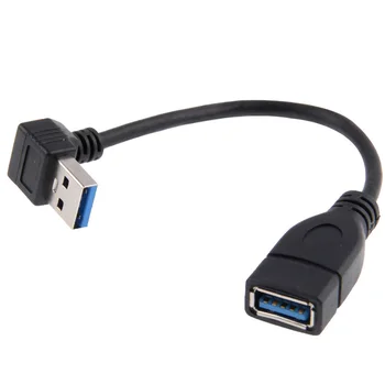 Cablecc USB 3.0 Tip-A Erkek USB 3.0 Tip-A Dişi Uzatma Kablosu 20cm 5Gbps 90 Derece