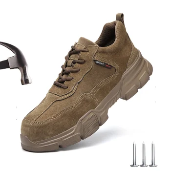 Erkek Güvenlik Ayakkabıları Hafif Çelik Burunlu Ayakkabı Erkekler İçin İş Sneakers Yumuşak Rahat Yıkılmaz İş Güvenliği Botları