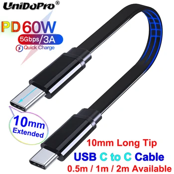 Düz USB-C USB-C PD 60W 3A Hızlı Şarj Tipi C Kablosu ile 10mm Konnektör IP68 IP69K Sağlam Telefonlar Tabletler Tip-C Ucu