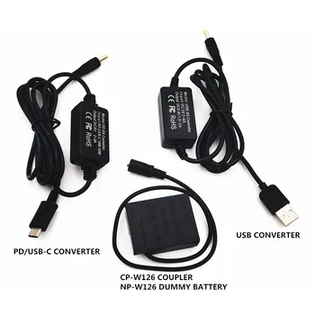 USB kablosu + USB-C PD Dönüştürücü + NP-W126 Kukla Pil CP W126 DC Çoğaltıcı Fujifilm XT3 XT30 XT2 XT1 X-T200 X-Pro2 X-Pro3 X-S10
