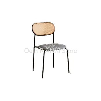 Mutfak Yatak Odası Rattan yemek sandalyeleri İskandinav Dresser Ofis Salonu Modern yemek sandalyeleri Lüks Metal Cadeira Ev Mobilyaları WKYZ