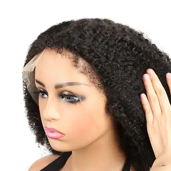 250 Yoğunluk Kinky Kıvırcık 13x4 Gerçek HD İnsan Saçı dantel ön Peruk Brezilyalı Remy Tutkalsız Peruk Kıvırcık Kenarlı Saç Çizgisi