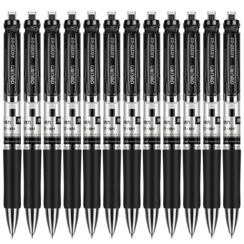 Deli Geri Çekilebilir Jel Kalem Ucu 0.5 mm Siyah Mavi renk Yazma Araçları Okul Ofis malzemeleri Kırtasiye jel mürekkep kalemler EQ104