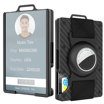 Yeni Metal Erkek Cüzdan Airtags İzci Şeffaf Pencere KİMLİK Rozeti Klip Karbon Fiber RFID Kalkanı Kredi Banka kimlik kartı tutucu
