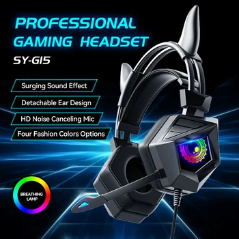 KİNGSTAR Kablolu oyun kulaklığı Sihirli Kulak Aydınlık Oyun Kulaklıklar HD Mikrofon Gürültü İptal Kulaklık PS5 PS4 Xbox One
