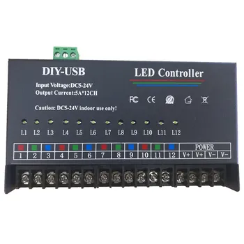 DIY-USB LED Denetleyici 12 Yollu Otonom Programlama RGB LED Denetleyici DC5-24V Programlama Denetleyici RGB LED Denetleyici
