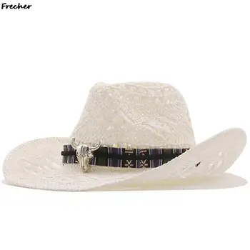 Beyefendi Caz Şapka Içi Boş Şövalye Şapka Erkekler Plaj Şapkalar Hawaii Holdiay Chapeau Otlak Panama Kap Batı güneş şapkaları Sombrero
