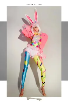 Yeni yıl tavşan kostümü bar gogo kostümü DS dans kostümü