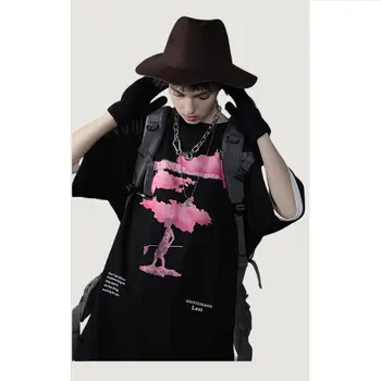 CHICVOY Streetwear Erkekler Y2K Harajuku Kadın Tshirt Pembe Bulut HipHop T Shirt Yaz Kısa Kollu Pamuklu Casual Tops Tees Hip Hop
