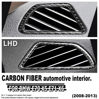 Enstrüman hava çıkış kapağı dekorasyon Trim Otomotiv Gerçek Karbon Fiber BMW E70 X5 E71 X6 2008-2013 Araba Aksesuarları