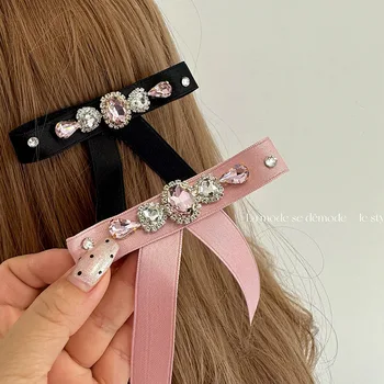 2023 Kore Moda Yay Düğüm saç tokası Tatlı Parlak Kalp Taklidi Prenses Saç Tokası Zarif Ziyafet saç aksesuarları Kadınlar için