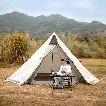 3-4 Kişi Açık Piramit Çadır İç Çadır Tarp ile Aile Piknik Yürüyüş Seyahat Ekipmanları Kamp kızılderili çadırı Çadır